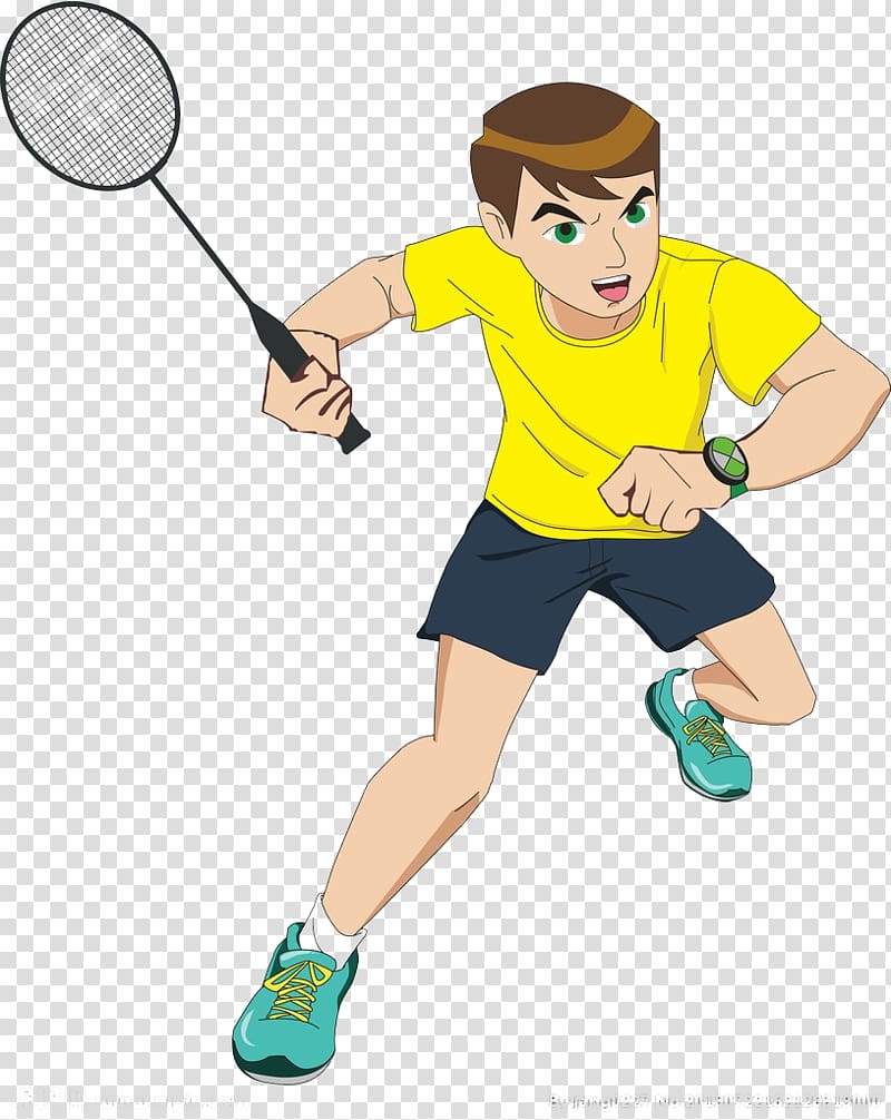 Ben Tennyson, Badminton Cartoon Sport, Teenager playing badminton transparent background PNG clipart