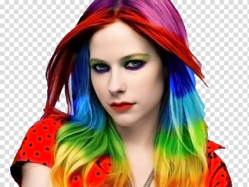 Avril Lavigne Rainbow Hairstyle Human hair color, avril lavigne transparent background PNG clipart