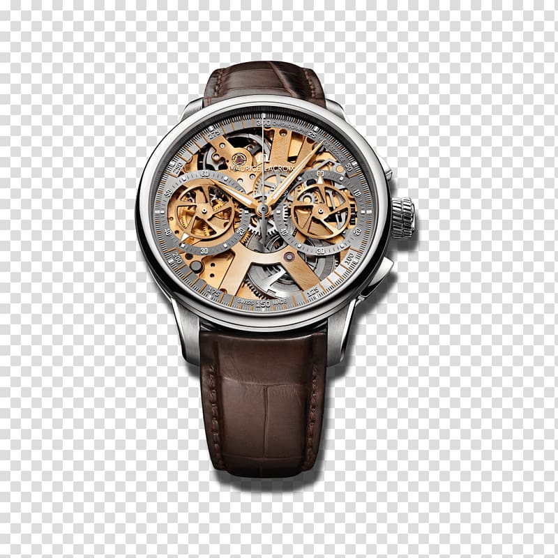 Skeleton watch Maurice Lacroix Chronograph Clock, watch transparent background PNG clipart