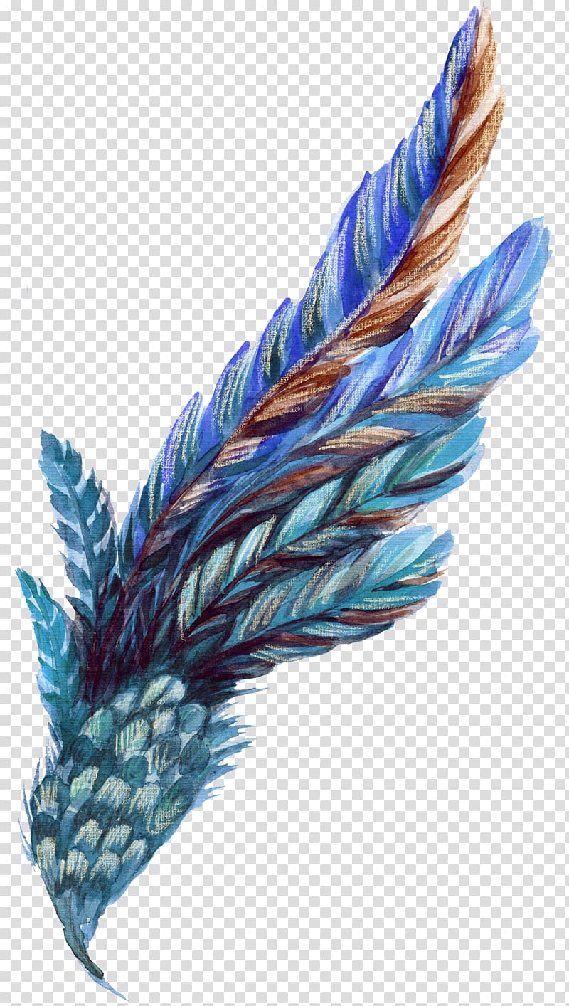 Feather Leaf Orange Plant, Blue Feather leaves transparent background PNG clipart
