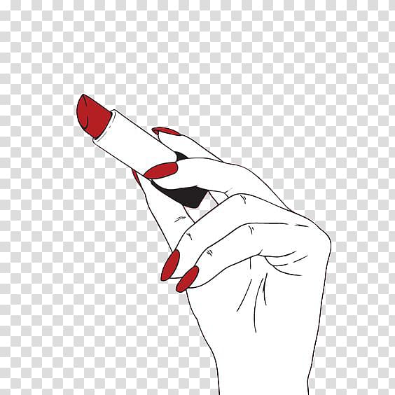 woman holding red lipstick graphics, Harley Quinn Lipstick Cosmetics Red, Hand red nails holding a red lipstick transparent background PNG clipart