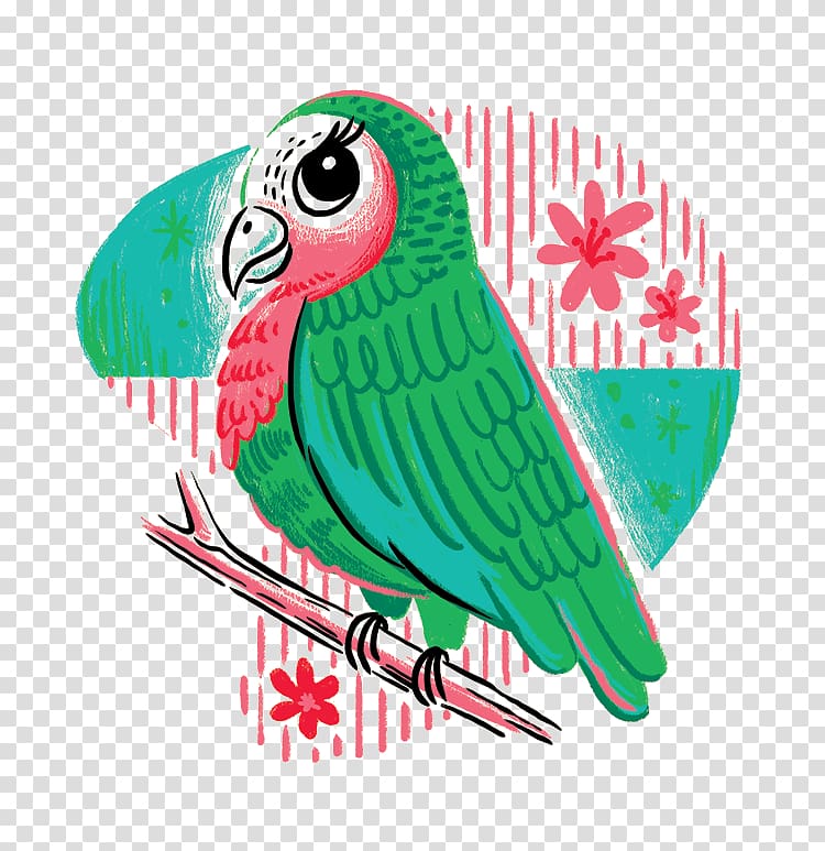 Parrot Bird Drawing Illustration, Painted Bird Creative transparent background PNG clipart