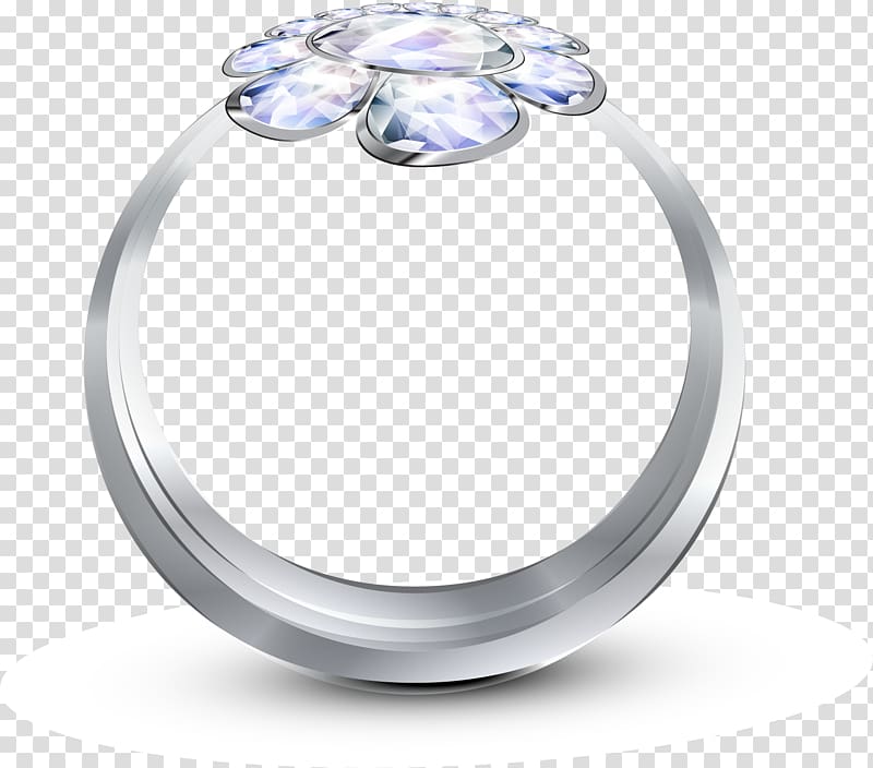 Ring Diamond, hand-painted flower diamond ring transparent background PNG clipart