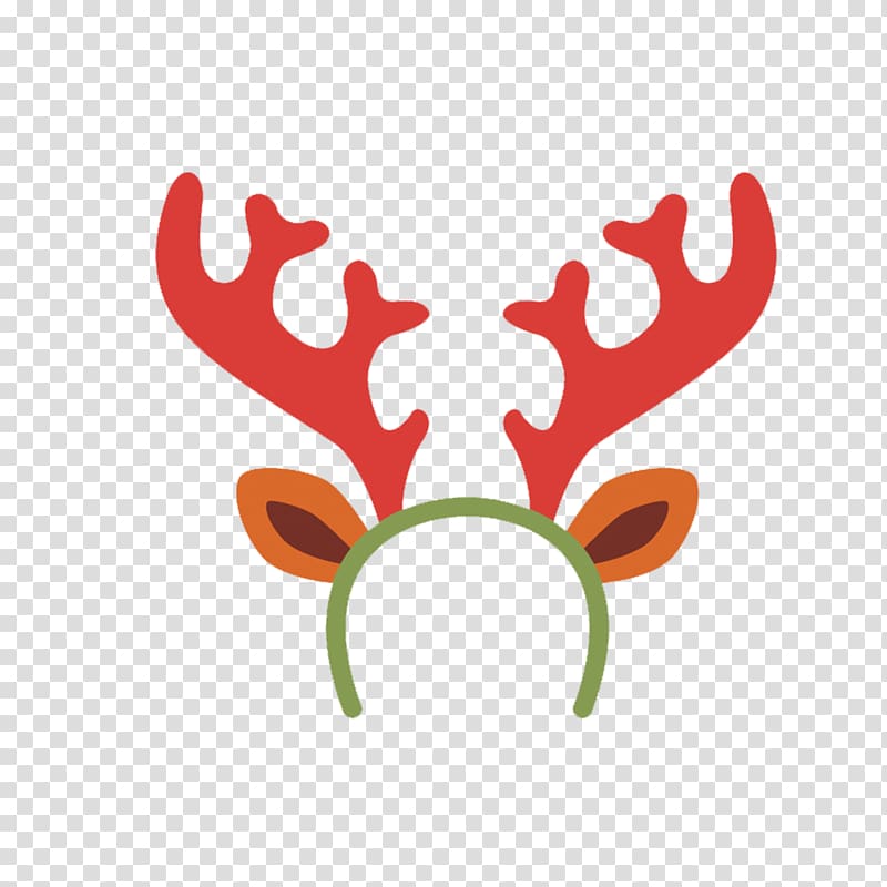 Rudolph Reindeer Moose Antler, Cartoon reindeer headband transparent background PNG clipart