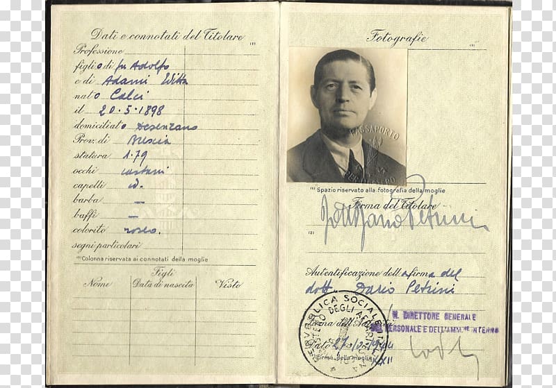 Identity document Passport Travel document Italian Social Republic, stamp passport transparent background PNG clipart