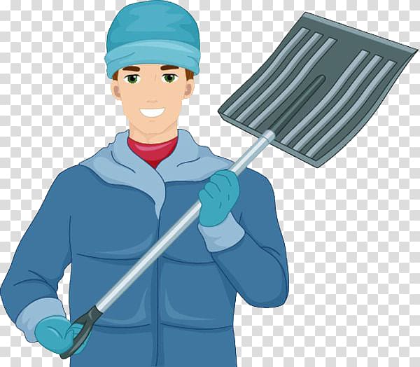 Snow shovel , A man with a shovel transparent background PNG clipart