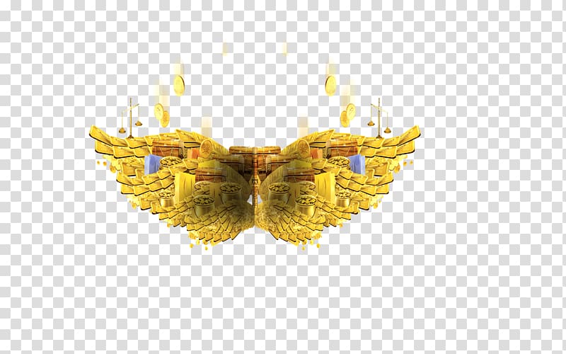 Wing Icon, Golden wings transparent background PNG clipart