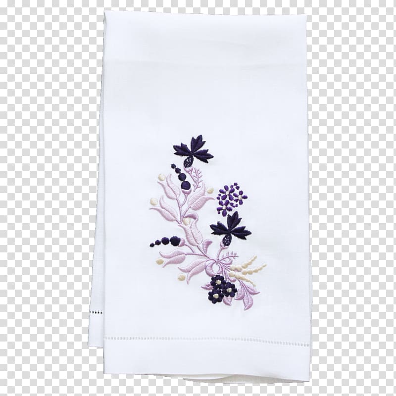 Towel Textile Purple Flower Embroidery, purple transparent background PNG clipart