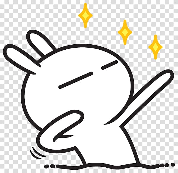 white emoji dab illustration, Tuzki Emoticon Emoji WeChat Social media, tuzki stickers transparent background PNG clipart