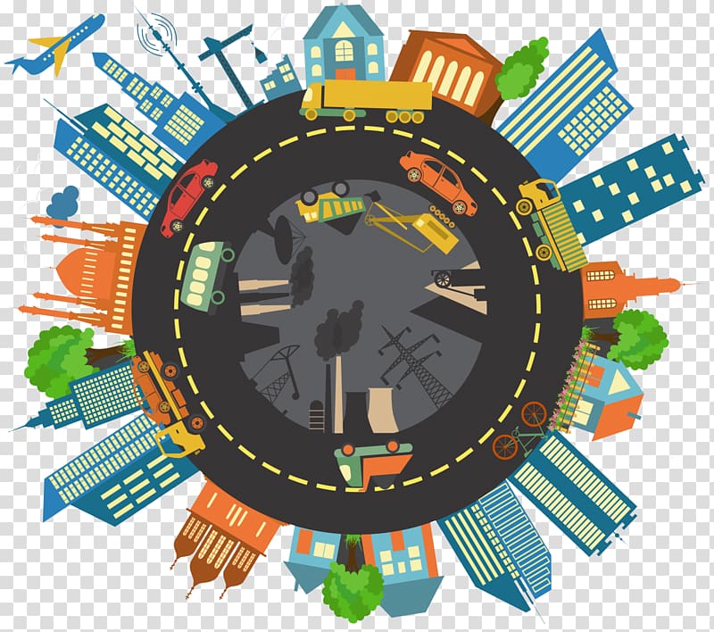 tiny planet illustration, Infrastructure Globe Building, CITY transparent background PNG clipart
