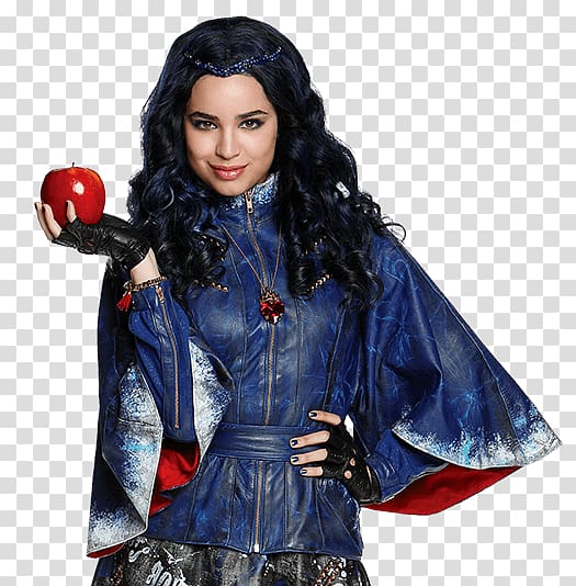 black-haired woman holding apple, Sofia Carson Descendants Evie Belle Mal, others transparent background PNG clipart