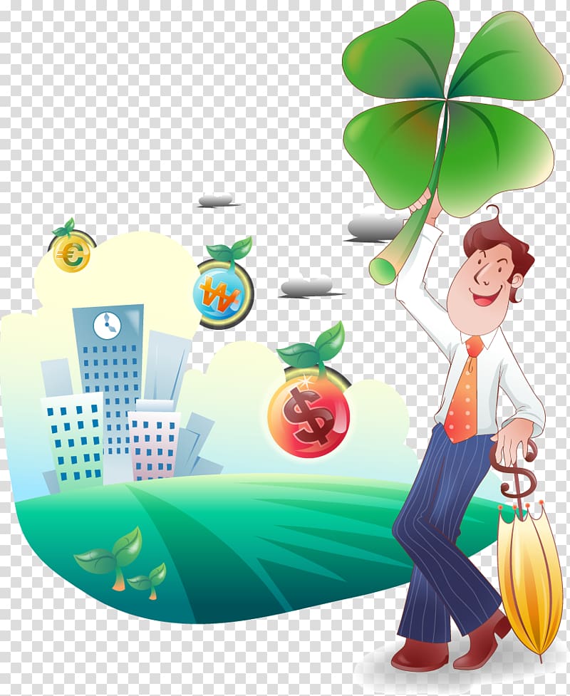 Credit card Financial transaction Illustration, Hand-painted money Clover transparent background PNG clipart