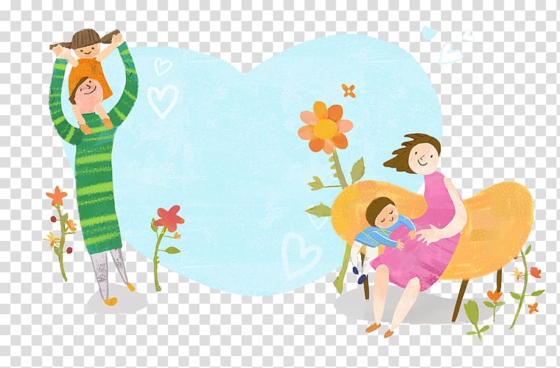 KB Insurance Co., Ltd. Pregnancy , The cartoon illustrations relax the family and enjoy themselves transparent background PNG clipart