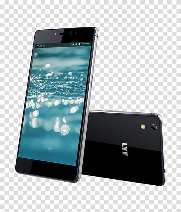 LYF Smartphone Jio Dual SIM Voice over LTE, mobile phone in water transparent background PNG clipart