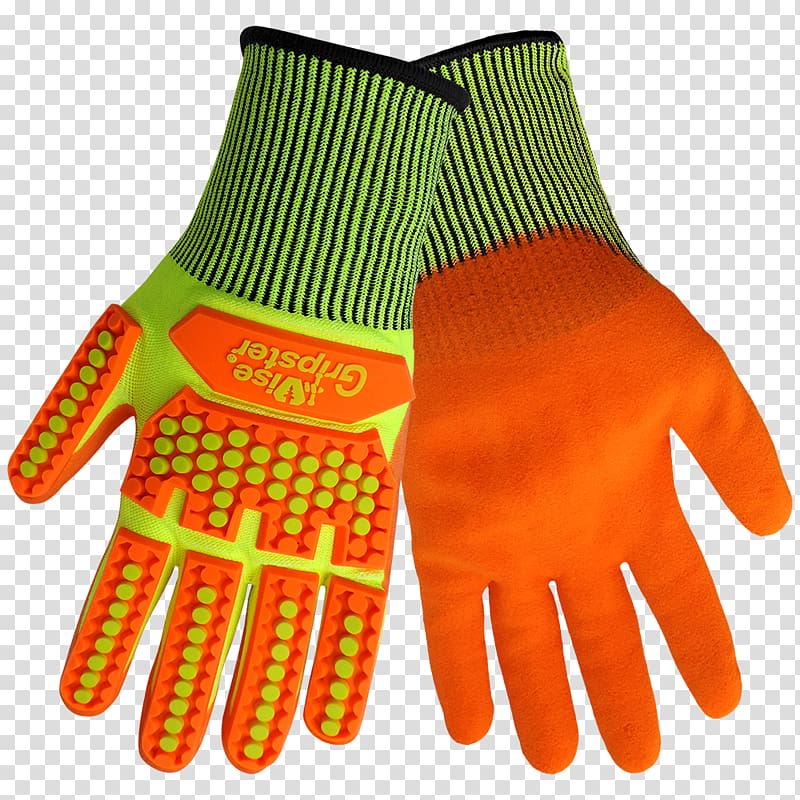 Cycling glove Nitrile rubber High-visibility clothing, Cutresistant Gloves transparent background PNG clipart