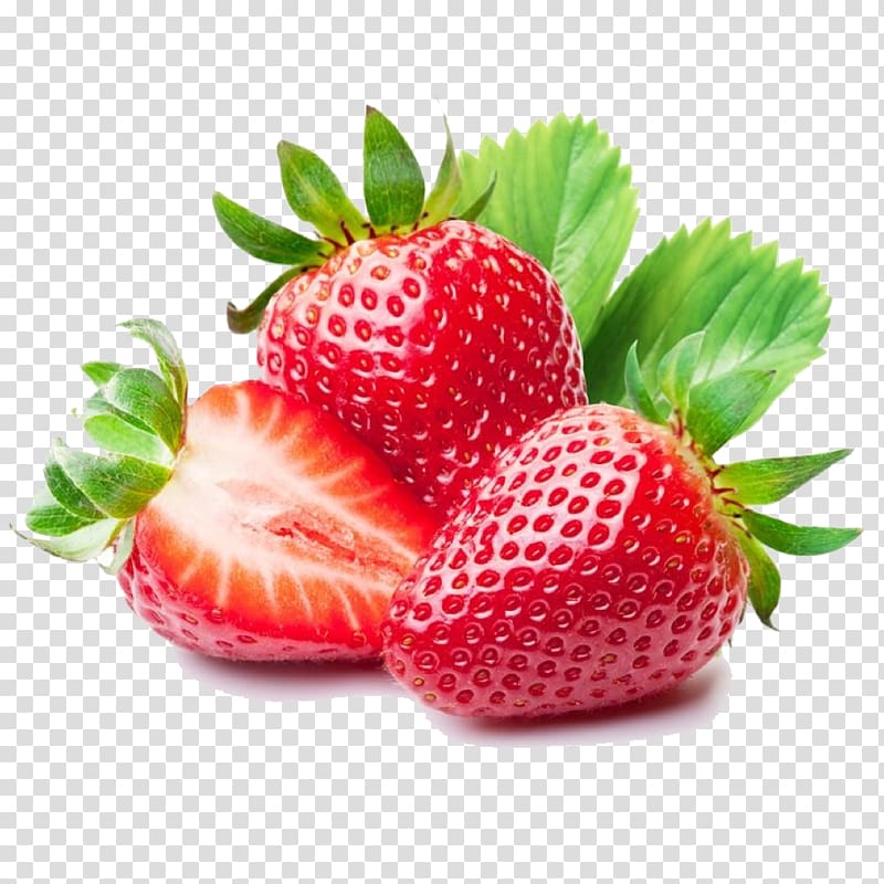three strawberries, Smoothie Juice Strawberry Fruit, Strawberry transparent background PNG clipart