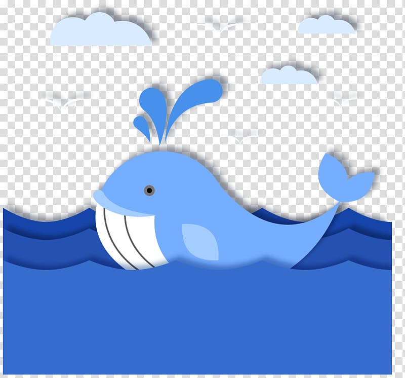 Right whales Sea, Paper-cut cute whale transparent background PNG clipart