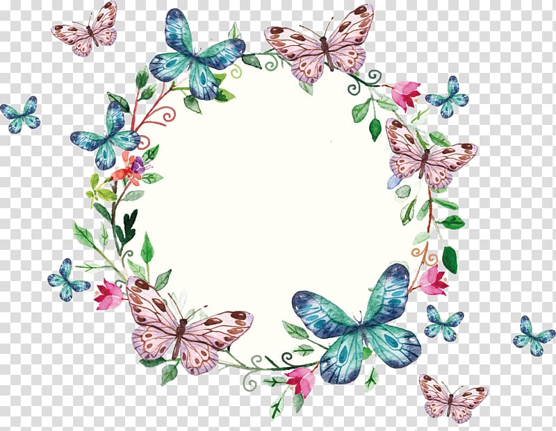 assorted-color butterflies wall decor, Frames Butterfly Scrapbooking Paper, butterfly transparent background PNG clipart