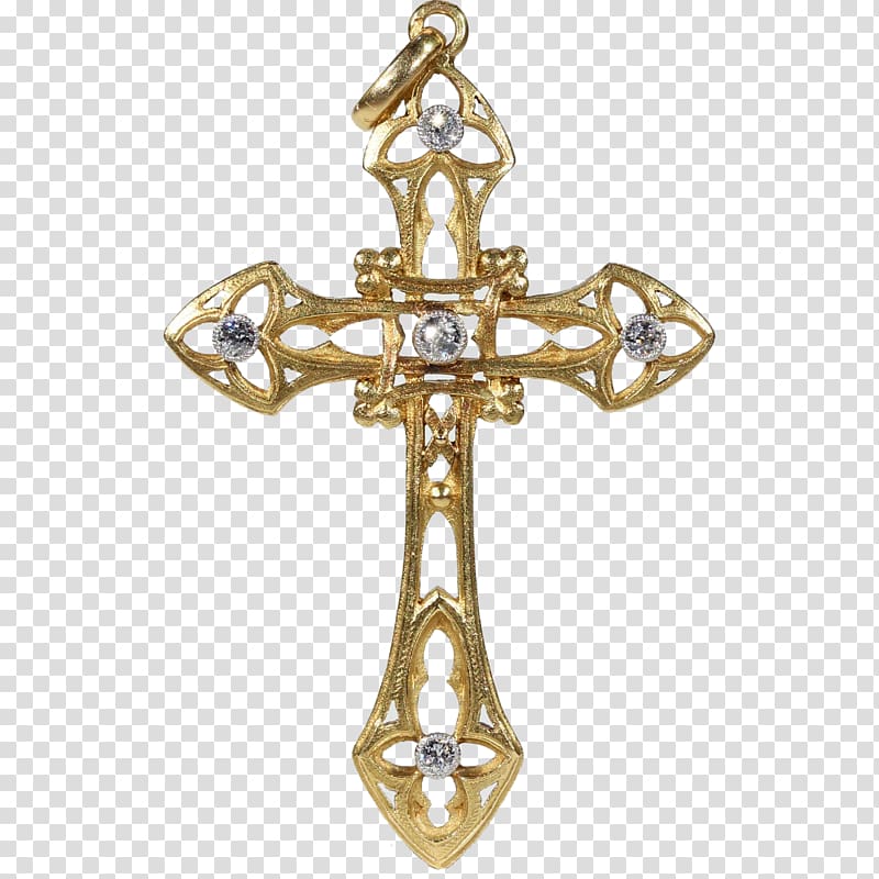Crucifix Art Nouveau Gold Jewellery, gold transparent background PNG clipart