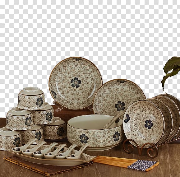 Jingdezhen Tableware Plate Porcelain, Household utensils rice bowl transparent background PNG clipart