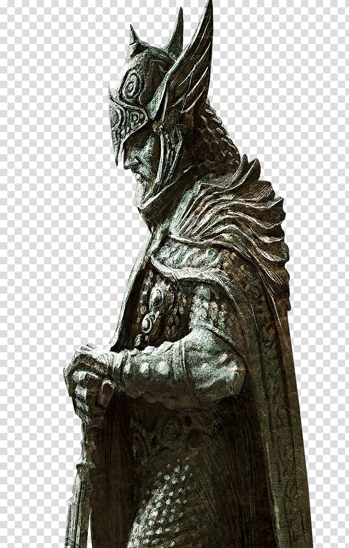male warrior statue illustration, Elder Scrolls Skyrim Statue Side View transparent background PNG clipart