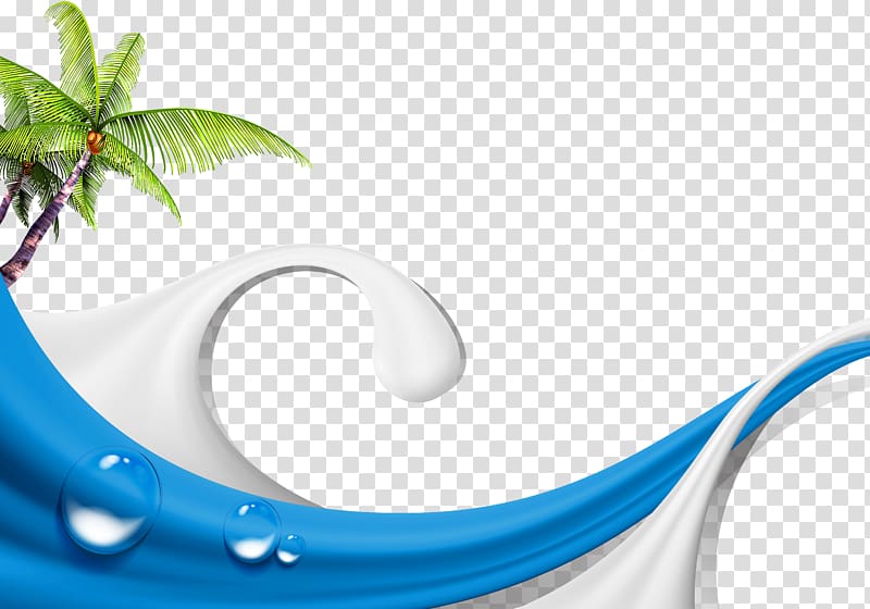 green coconut tree illustration, Graphic design, Water waves transparent background PNG clipart