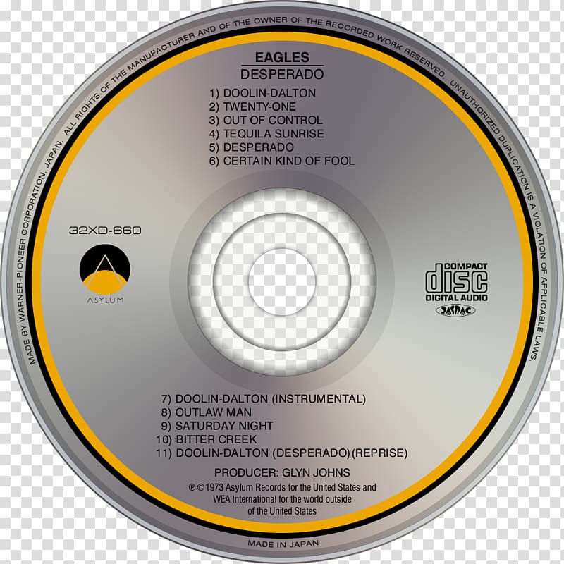 Compact disc Desperado Album Eagles AC/DC, desperado transparent background  PNG clipart