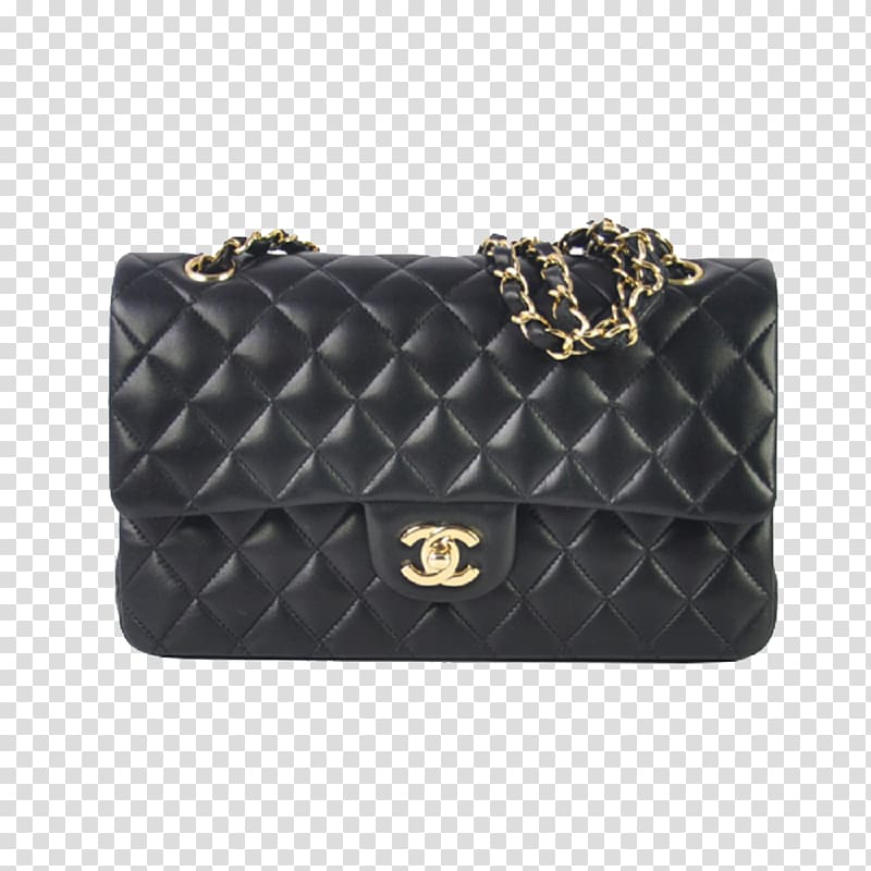 quilted black Chanel leather sling bag, Chanel No. 5 Handbag Perfume Fashion, CHANEL Chanel classic chain bag transparent background PNG clipart