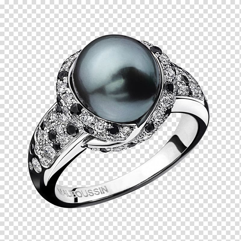 Engagement ring Tahitian pearl Mauboussin, ring transparent background PNG clipart