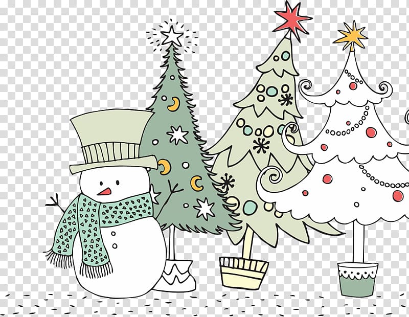 Santa Claus Christmas card Greeting card Postcard, Hand drawn snowman transparent background PNG clipart