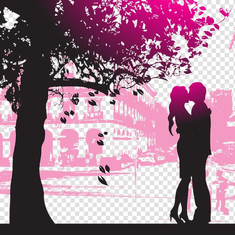 Silhouette Illustration, Couple or Trouble People transparent background PNG clipart