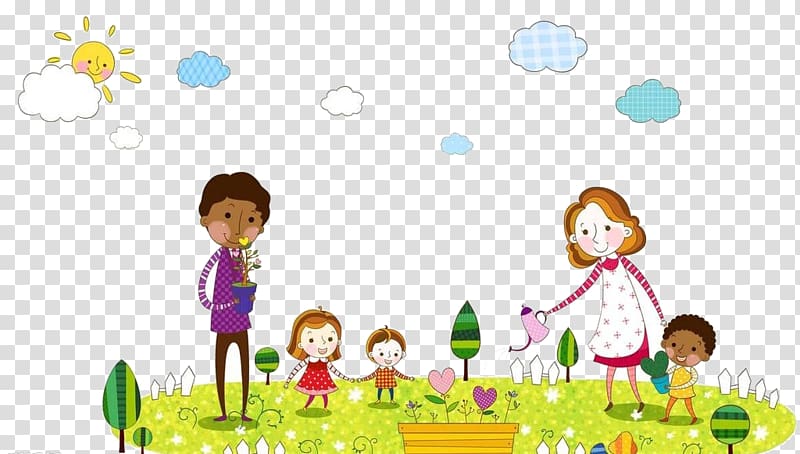 kids planting flowers clipart