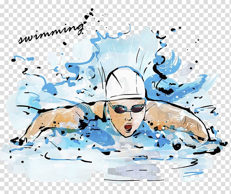 Drawing Swimming Hydrotherapy Illustration, Swimming watercolor transparent background PNG clipart