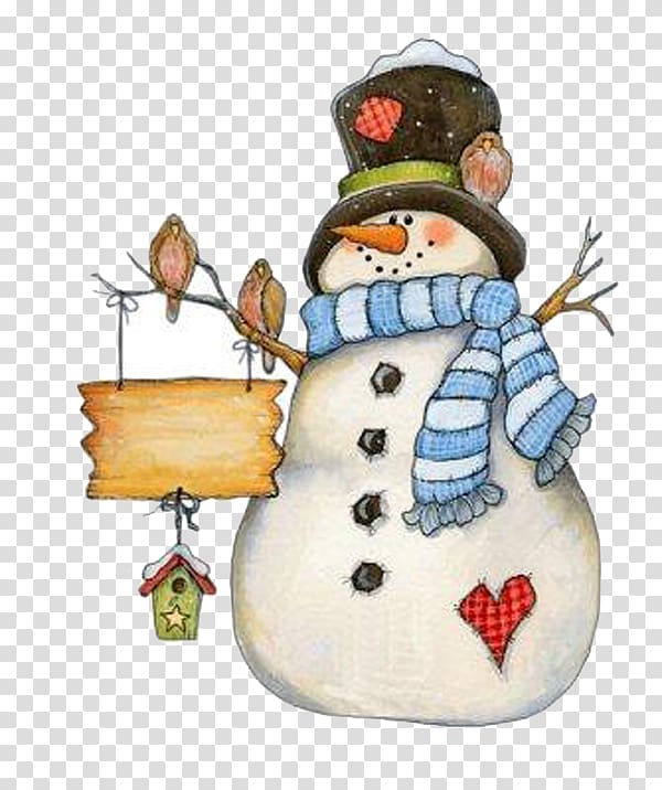 Santa Claus Christmas Snowman Greeting card , Snowman bird standing on the arm transparent background PNG clipart