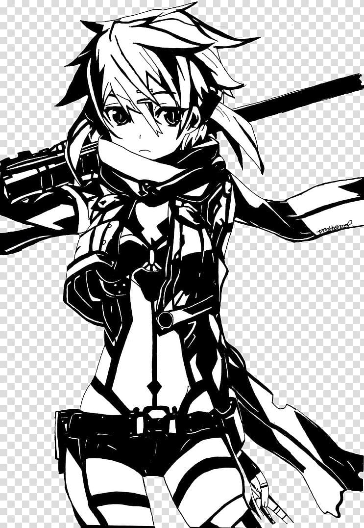 Sinon Kirito Sword Art Online Alternative Gun Gale Online Drawing, anime fan art transparent background PNG clipart