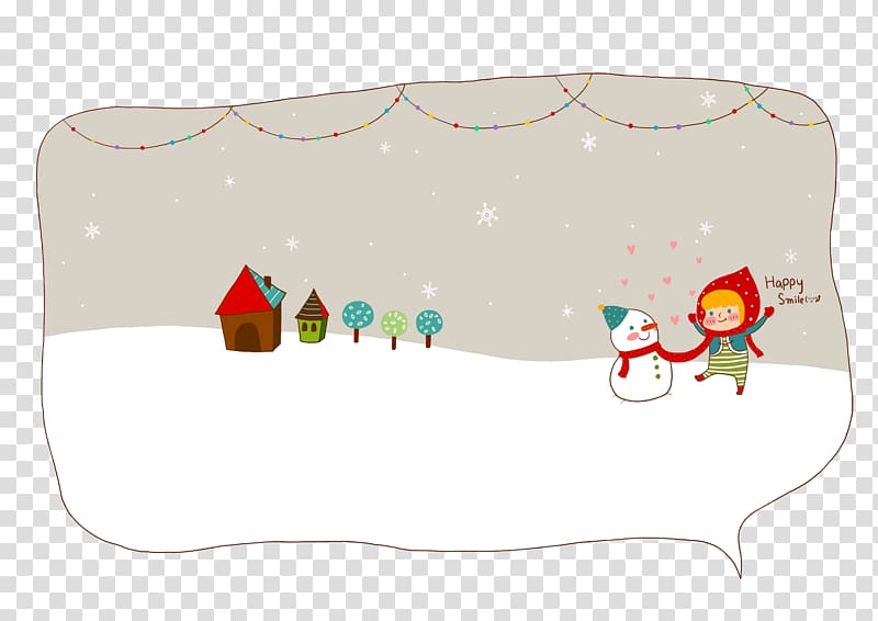 Cartoon Snowman Speech balloon Illustration, Snowman and snow on the Little Red Riding Hood transparent background PNG clipart