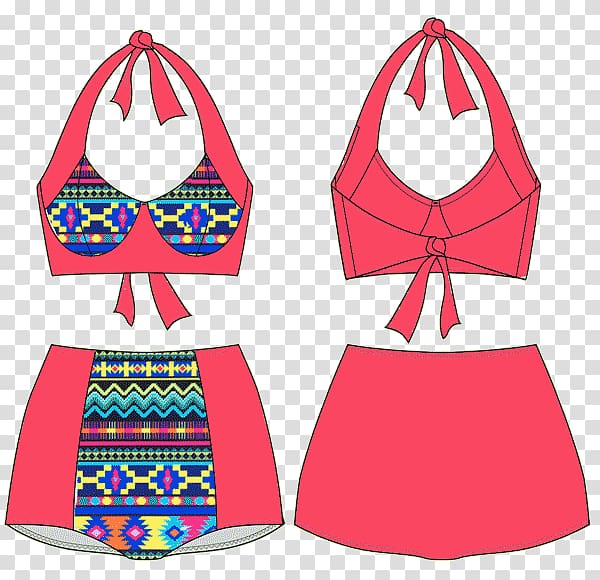 Halterneck Top Bikini Swimsuit Pattern, dress transparent background PNG clipart