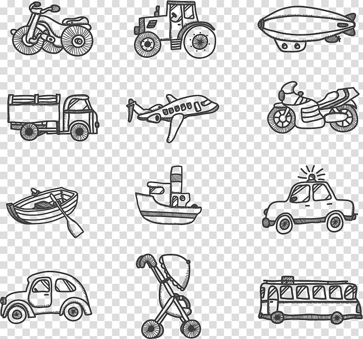 Drawing Transport Icon, Motorcycle Tractor Figure transparent background PNG clipart