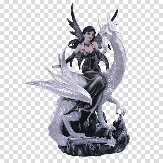 Figurine Statue Fairy riding Dragon, medieval Fairy transparent background PNG clipart
