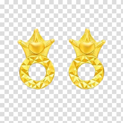 chow tai fook gold earrings crown transparent background PNG clipart