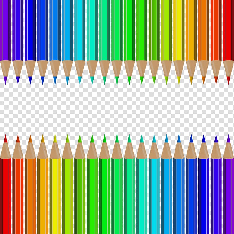 two lines of assorted-color pencils illustration, Colored pencil Colored pencil, Colorful pencil border transparent background PNG clipart