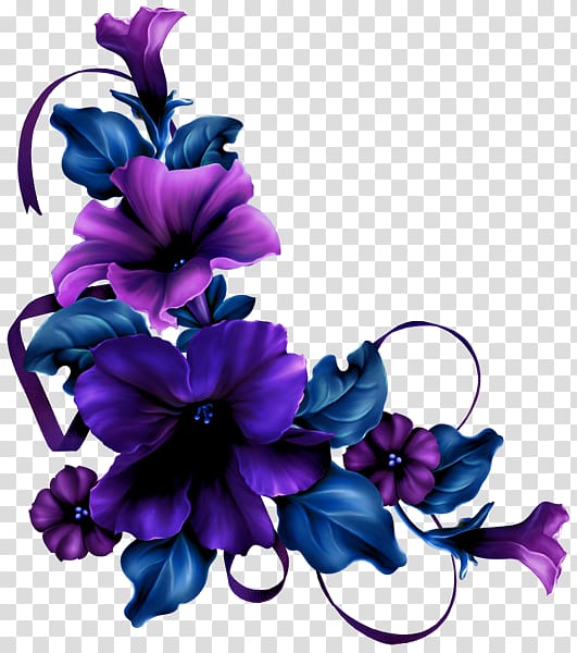 Paper Flower Rose , blue flower border transparent background PNG clipart