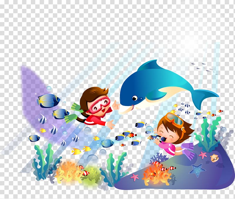 Seabed Cartoon Fish, Children undersea adventure illustration transparent background PNG clipart