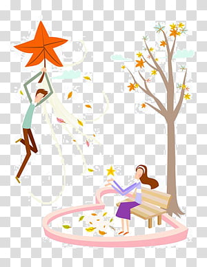 Cartoon illustration Illustration, Cartoon tree under the girl transparent background PNG clipart thumbnail