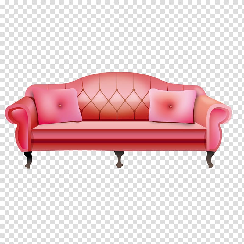 Couch Sofa bed, Beautiful pink leather sofas transparent background PNG clipart