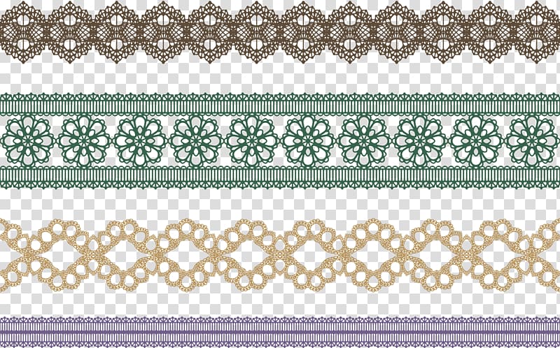 four assorted-color patterns, Lace Textile , lace transparent background PNG clipart