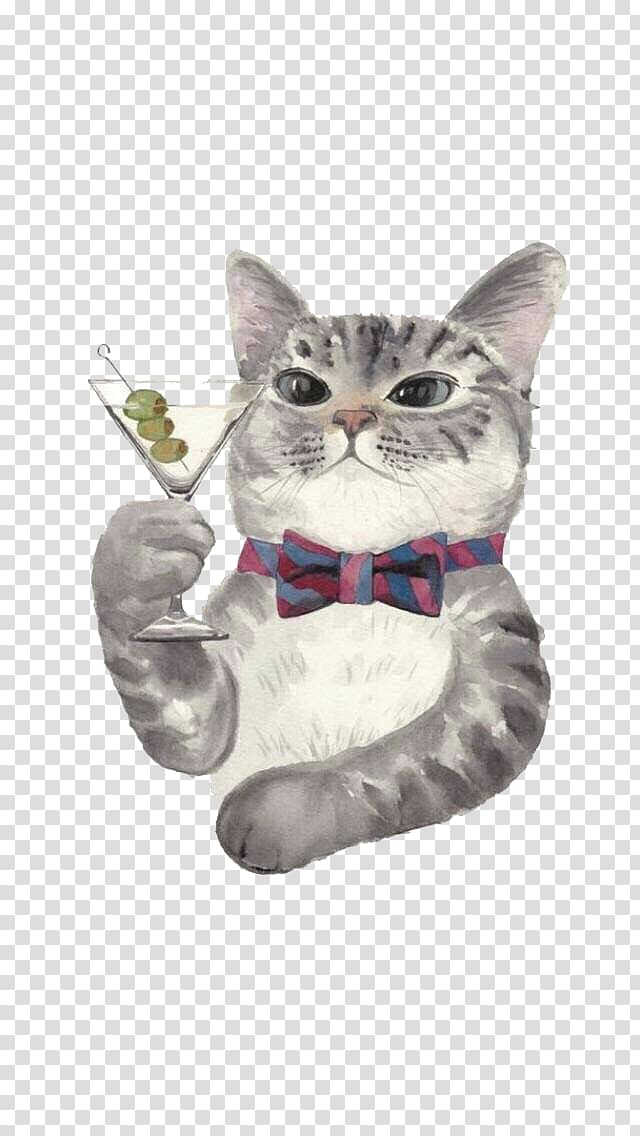 gray tabby kitten holding martini glass, Cat Kitten T-shirt Cuteness Tiger, Cute cat transparent background PNG clipart