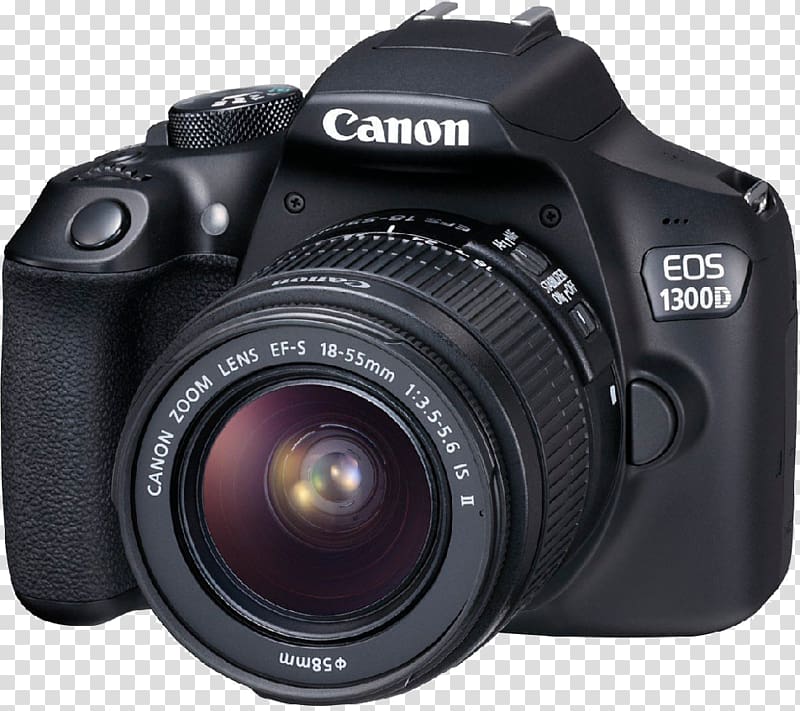 Canon EOS 1300D Digital SLR Canon EF-S 18–55mm lens Camera, Camera transparent background PNG clipart