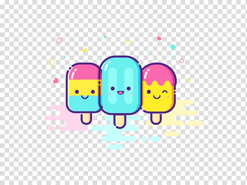 Ice cream Ice pop Smile, Three smiley popsicles transparent background PNG clipart