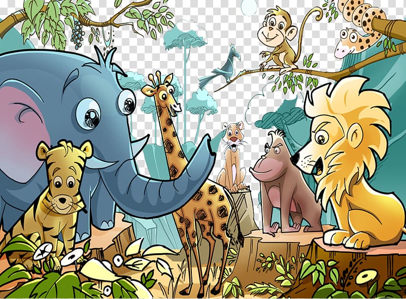 Cartoon Drawing Jungle , The king of jungle transparent background PNG clipart